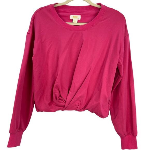 Anthropologie Maeve Twist-Front Oversized Sweatshirt Berry Pink – Size XS - Picture 2 of 8